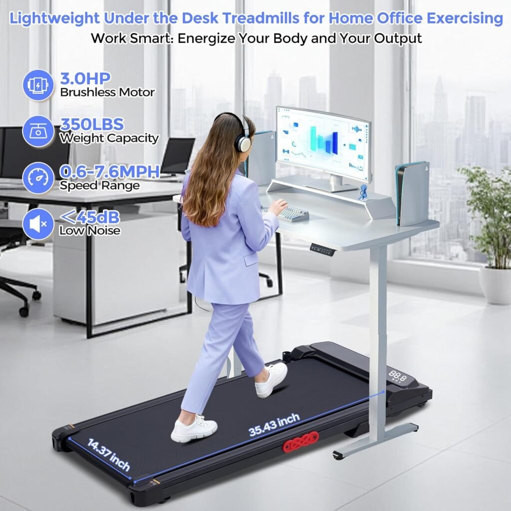 Kassadin Folding Walking Pad Treadmill with Handle Bar & Incline 350 lbs